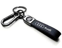 JSR ENTERPRISES PRESENTS LEATHER KEYCHAIN AND KEYRING COMPATIBLE WITH AUDI (FREE POP IT BUBBLE KEYCHAIN) (AUDI PRINTED LEATHER KEYCHAIN)-thumb1