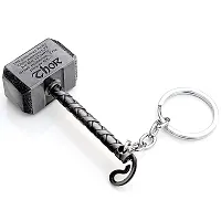 JSR ENTERPRISES PRESENTS MULTICOLORED BUY ONE GET ONE FREE THOR HAMMER KEYCHAIN AND KEYRING | THOR HAMMER | THOR KEYCHAIN | SHIVA TRIDENT KEYCHAIN FREE FOR CAR AND BIKE (THOR HAMMER KEYCHAIN GREY)-thumb1