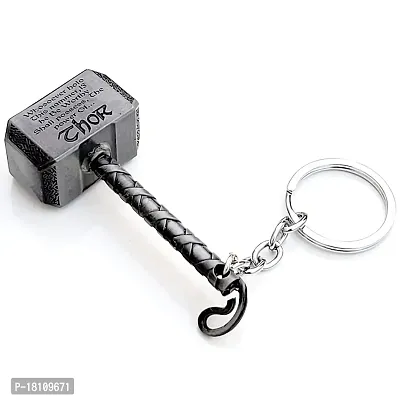 JSR ENTERPRISES PRESENTS MULTICOLORED BUY ONE GET ONE FREE THOR HAMMER KEYCHAIN AND KEYRING | THOR HAMMER | THOR KEYCHAIN | SHIVA TRIDENT KEYCHAIN FREE FOR CAR AND BIKE (THOR HAMMER KEYCHAIN GREY)-thumb2