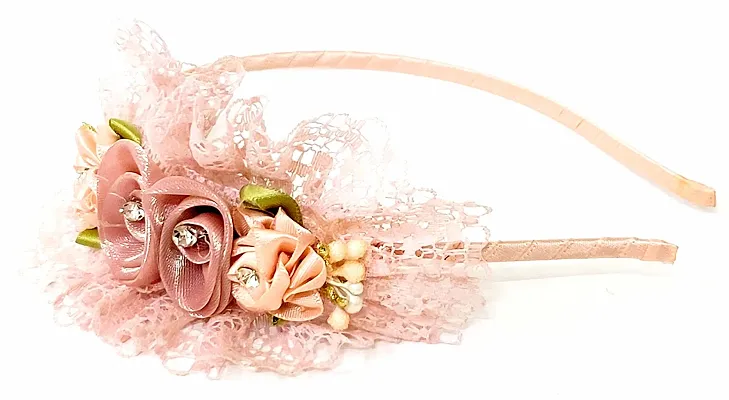 JSR PRESENTS STYLISH AND FANCY HANDCRAFTED HAIRBAND FOR WOMEN AND GIRLS | HEADBANDS FOR WOMEN AND GIRLS | HEADBAND FOR BABY GIRL ALL STYLE AVAILABLE (PEACH FLOWER HAIRBAND)
