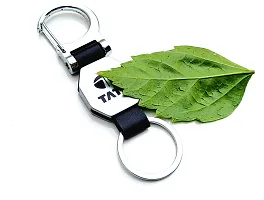 JSR ENTERPRISES PRESENTS LEATHER KEYCHAINS AND KEYRINGS COMPATIBLE WITH CARS AND BIKE ( TATA ) (TATA DOUBLE SIDE HOOK BLACK)-thumb1