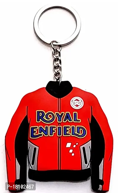 JSR ENTERPRISES PRESENTS LEATHER KEYCHAINS AND KEYRINGS COMPATIBLE WITH CARS AND BIKES ( ROYAL ENFIELD ) (ROYAL ENFIELD RED JACKET)