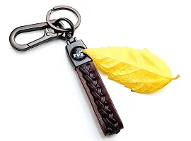 JSR ENTERPRISES PRESENTS LEATHER KEYCHAINS AND KEYRINGS COMPATIBLE WITH CAR AND BIKES ( TVS ) (TVS BROWN LEATHER STRAP SIMPLE)-thumb1