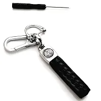 JSR ENTERPRISES PRESENTS LEATHER KEYCHAINS AND KEYRINGS COMPATIBLE WITH CAR AND BIKE ( ROYAL ENFIELD ) (ROYAL ENFIELD BLACK AND SILVER LEATHER HOOK)-thumb2