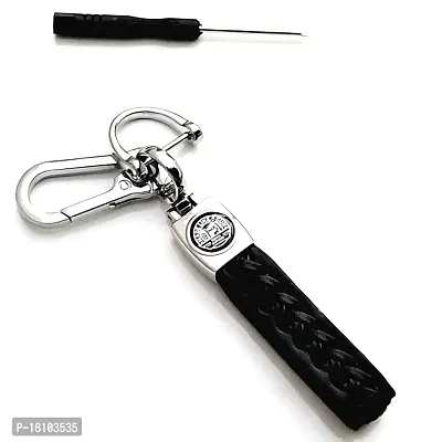 JSR ENTERPRISES PRESENTS LEATHER KEYCHAINS AND KEYRINGS COMPATIBLE WITH CAR AND BIKE ( ROYAL ENFIELD ) (ROYAL ENFIELD BLACK AND SILVER LEATHER HOOK)-thumb3