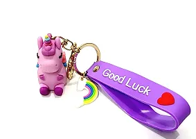 JSR KEYCHAIN AND KEYRING COMPATIBLE WITH CAR AND BIKES (ROYAL ENFIELD | SUZUKI | BMW | AUDI | TATA | HYUNDAI | HONDA | MERCEDES | TOYOTA | NISSAN | RENAULT | FORD) (PURPLE UNICORN WITH POUCH)-thumb4