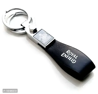 JSR ENTERPRISES PRESENTS LEATHER KEYCHAINS AND KEYRINGS COMPATIBLE WITH CAR AND BIKE ( ROYAL ENFIELD ) (ROYAL ENFIELD BLACK LEATHER STRAP PREMIUM)-thumb5