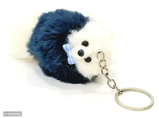 JSR KEYCHAIN AND KEYRING COMPATIBLE WITH CAR AND BIKES (ROYAL ENFIELD | SUZUKI | BMW | AUDI | TATA | HYUNDAI | HONDA | MERCEDES | TOYOTA | NISSAN | RENAULT | FORD) (BLUE STUFF DOG WITH POUCH)-thumb2