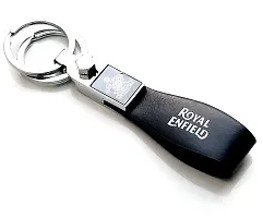 JSR ENTERPRISES PRESENTS LEATHER KEYCHAINS AND KEYRINGS COMPATIBLE WITH CARS AND BIKES ( ROYAL ENFIELD ) (ROYAL ENFIELD BLACK LEATHER STRAP PREMIUM)-thumb2