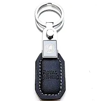 JSR ENTERPRISES PRESENTS LEATHER KEYCHAINS AND KEYRINGS COMPATIBLE WITH CAR AND BIKES ( ROYAL ENFIELD ) (ROYAL ENFIELD BLACK LEATHER STRAP SIMPLE)-thumb2