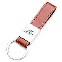 JSR ENTERPRISES PRESENTS LEATHER KEYCHAINS AND KEYRINGS COMPATIBLE WITH CARS AND BIKES ( ROYAL ENFIELD ) (ROYAL ENFIELD BROWN LEATHER STRAP LUXURY)-thumb1