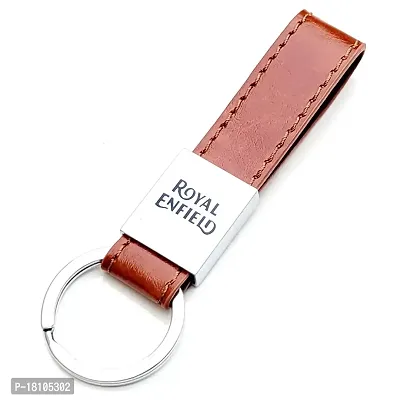 JSR ENTERPRISES PRESENTS LEATHER KEYCHAINS AND KEYRINGS COMPATIBLE WITH CARS AND BIKES ( ROYAL ENFIELD ) (ROYAL ENFIELD BROWN LEATHER STRAP LUXURY)-thumb2