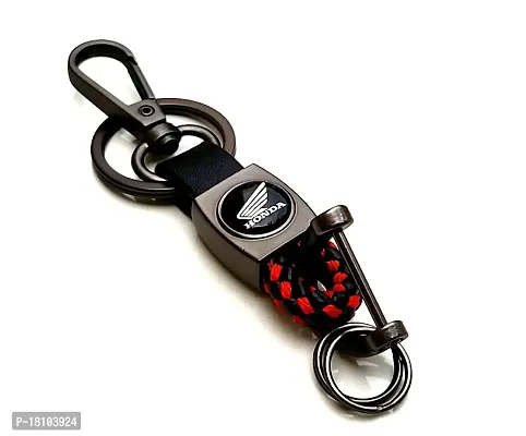 JSR ENTERPRISES PRESENTS LEATHER KEYCHAINS AND KEYRINGS COMPATIBLE WITH CARS AND BIKES (HONDA ACTIVA) (HOND-A ACTIVA RED THREAD LEATHER)