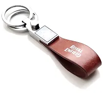 JSR ENTERPRISES PRESENTS LEATHER KEYCHAINS AND KEYRINGS COMPATIBLE WITH CAR AND BIKES ( ROYAL ENFIELD ) (ROYAL ENFIELD BROWN LEATHER STRAP PREMIUM)-thumb1