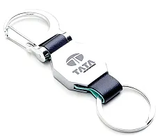 JSR ENTERPRISES PRESENTS LEATHER KEYCHAINS AND KEYRINGS COMPATIBLE WITH CAR AND BIKE (TATA) (TATA DOUBLE SIDE HOOK BLACK)-thumb3