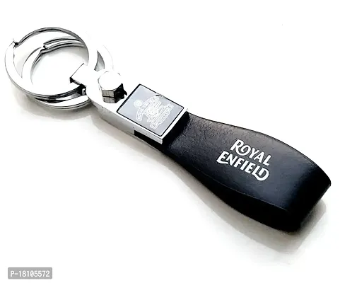 JSR ENTERPRISES PRESENTS LEATHER KEYCHAINS AND KEYRINGS COMPATIBLE WITH CAR AND BIKE ( ROYAL ENFIELD ) (ROYAL ENFIELD BLACK LEATHER STRAP PREMIUM)-thumb4