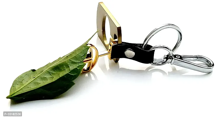 JSR ENTERPRISES PRESENTS LEATHER KEYCHAINS AND KEYRINGS COMPATIBLE WITH CAR AND BIKE ( TATA ) (TATA GOLDEN SEPERABLE)