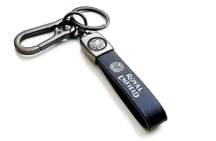 JSR ENTERPRISES PRESENTS LEATHER KEYCHAINS AND KEYRINGS COMPATIBLE WITH CARS AND BIKES (ROYAL ENFIELD) (ROYAL ENFIELD BLACK LEATHER HOOK PRINTED)-thumb1