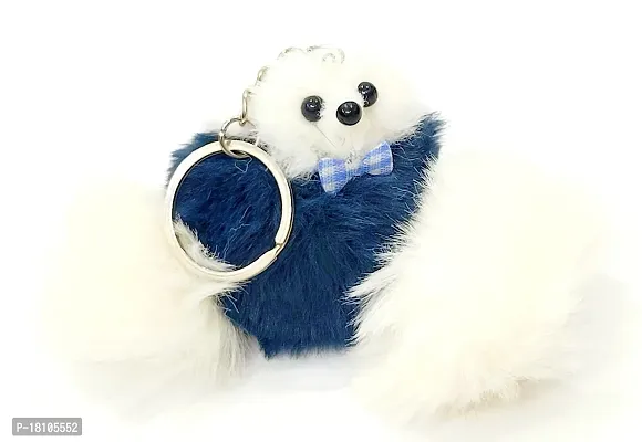 JSR KEYCHAIN AND KEYRING COMPATIBLE WITH CAR AND BIKES (ROYAL ENFIELD | SUZUKI | BMW | AUDI | TATA | HYUNDAI | HONDA | MERCEDES | TOYOTA | NISSAN | RENAULT | FORD) (BLUE STUFF DOG WITH POUCH)-thumb3