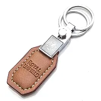 JSR ENTERPRISES PRESENTS LEATHER KEYCHAINS AND KEYRINGS COMPATIBLE WITH CAR AND BIKE ( ROYAL ENFIELD ) (ROYAL ENFIELD BROWN LEATHER STRAP SIMPLE)-thumb1