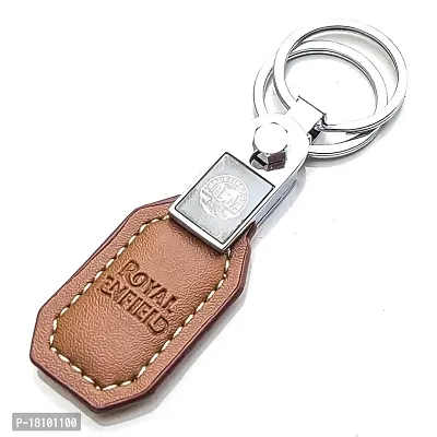 JSR ENTERPRISES PRESENTS LEATHER KEYCHAINS AND KEYRINGS COMPATIBLE WITH CAR AND BIKE ( ROYAL ENFIELD ) (ROYAL ENFIELD BROWN LEATHER STRAP SIMPLE)-thumb2