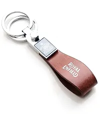 JSR ENTERPRISES PRESENTS LEATHER KEYCHAINS AND KEYRINGS COMPATIBLE WITH CAR AND BIKES ( ROYAL ENFIELD ) (ROYAL ENFIELD BROWN LEATHER STRAP PREMIUM)-thumb3