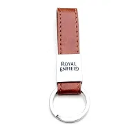 JSR ENTERPRISES PRESENTS LEATHER KEYCHAINS AND KEYRINGS COMPATIBLE WITH CARS AND BIKES ( ROYAL ENFIELD ) (ROYAL ENFIELD BROWN LEATHER STRAP LUXURY)-thumb2