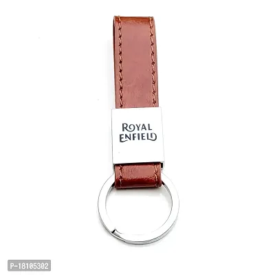 JSR ENTERPRISES PRESENTS LEATHER KEYCHAINS AND KEYRINGS COMPATIBLE WITH CARS AND BIKES ( ROYAL ENFIELD ) (ROYAL ENFIELD BROWN LEATHER STRAP LUXURY)-thumb3