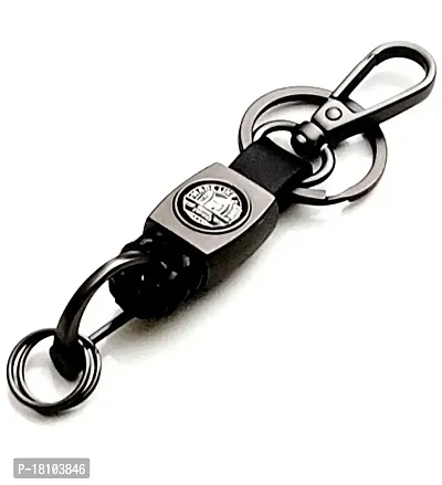 JSR ENTERPRISES PRESENTS LEATHER KEYCHAINS AND KEYRINGS COMPATIBLE WITH CARS AND BIKES ( ROYAL ENFIELD ) (ROYAL ENFIELD BLACK THREAD LEATHER)-thumb3