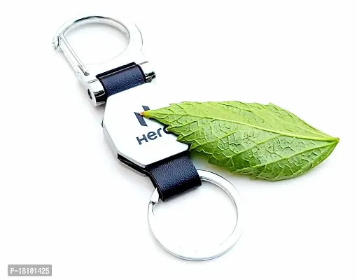 JSR ENTERPRISES PRESENTS LEATHER KEYCHAINS AND KEYRINGS COMPATIBLE WITH CARS AND BIKES ( HERO ) (HER-O DOUBLE SIDE HOOK BLACK)-thumb2