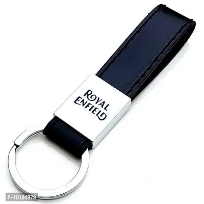 JSR ENTERPRISES PRESENTS LEATHER KEYCHAINS AND KEYRINGS COMPATIBLE WITH CARS AND BIKES ( ROYAL ENFIELD ) (ROYAL ENFIELD BLACK LEATHER STRAP PLAIN)