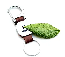 JSR ENTERPRISES PRESENTS LEATHER KEYCHAINS AND KEYRINGS COMPATIBLE WITH CARS AND BIKES ( HERO ) (HER-O DOUBLE SIDE HOOK BROWN)-thumb1