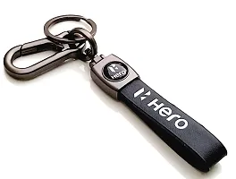 JSR ENTERPRISES Presents Leather Keychains and KEYRINGS Compatible with Cars and Bikes ( Hero ) (HER-O Black Leather Strap New)-thumb3