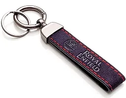 JSR ENTERPRISES PRESENTS LEATHER KEYCHAINS AND KEYRINGS COMPATIBLE WITH CARS AND BIKES ( ROYAL ENFIELD ) (ROYAL ENFIELD RED AND BLACK LEATHER STITCHED)-thumb2