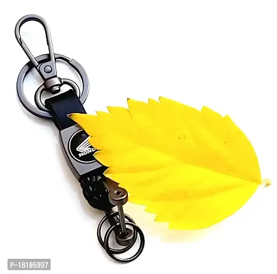 JSR ENTERPRISES PRESENTS LEATHER KEYCHAINS AND KEYRINGS COMPATIBLE WITH CAR AND BIKE ( HONDA ACTIVA ) (HOND-A ACTIVA BLACK THREAD LEATHER)