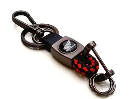 JSR ENTERPRISES PRESENTS LEATHER KEYCHAINS AND KEYRINGS COMPATIBLE WITH CARS AND BIKES (HONDA ACTIVA) (HOND-A ACTIVA RED THREAD LEATHER)-thumb3