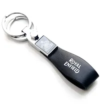 JSR ENTERPRISES PRESENTS LEATHER KEYCHAINS AND KEYRINGS COMPATIBLE WITH CAR AND BIKE ( ROYAL ENFIELD ) (ROYAL ENFIELD BLACK LEATHER STRAP PREMIUM)-thumb1