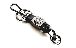 JSR ENTERPRISES PRESENTS LEATHER KEYCHAINS AND KEYRINGS COMPATIBLE WITH CARS AND BIKES ( ROYAL ENFIELD ) (ROYAL ENFIELD BLACK THREAD LEATHER)-thumb1