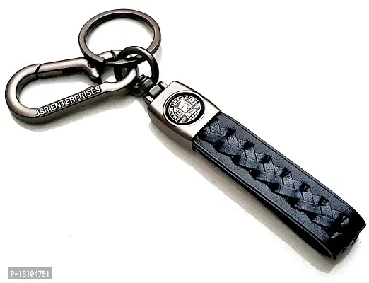 JSR ENTERPRISES PRESENTS LEATHER KEYCHAINS AND KEYRINGS COMPATIBLE WITH CAR AND BIKE ( ROYAL ENFIELD ) (ROYAL ENFIELD BLACK LEATHER STRAP HOOK)-thumb3