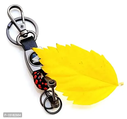 JSR ENTERPRISES PRESENTS LEATHER KEYCHAINS AND KEYRINGS COMPATIBLE WITH CAR AND BIKES ( HONDA ACTIVA ) (HOND-A ACTIVA RED THREAD LEATHER)-thumb3