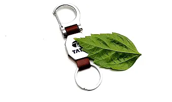 JSR ENTERPRISES PRESENTS LEATHER KEYCHAINS AND KEYRINGS COMPATIBLE WITH CAR AND BIKE ( TATA ) (TATA DOUBLE SIDE HOOK BROWN)-thumb2