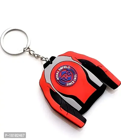 JSR ENTERPRISES PRESENTS LEATHER KEYCHAINS AND KEYRINGS COMPATIBLE WITH CARS AND BIKES ( ROYAL ENFIELD ) (ROYAL ENFIELD RED JACKET)-thumb2