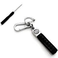 JSR ENTERPRISES PRESENTS LEATHER KEYCHAINS AND KEYRINGS COMPATIBLE WITH CARS AND BIKES ( ROYAL ENFIELD ) (ROYAL ENFIELD BLACK AND SILVER LEATHER HOOK)-thumb1