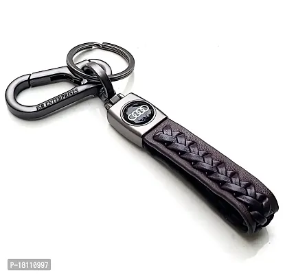 JSR ENTERPRISES PRESENTS LEATHER KEYCHAIN AND KEYRING COMPATIBLE WITH AUDI (FREE POP IT BUBBLE KEYCHAIN) (AUDI BROWN LEATHER HOOK)-thumb2