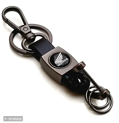 JSR ENTERPRISES PRESENTS LEATHER KEYCHAINS AND KEYRINGS COMPATIBLE WITH CARS AND BIKES (HONDA ACTIVA) (HOND-A ACTIVA BLACK THREAD LEATHER)