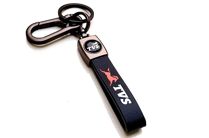 JSR ENTERPRISES PRESENTS LEATHER KEYCHAINS AND KEYRINGS COMPATIBLE WITH CAR AND BIKE ( TVS )