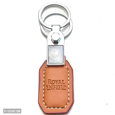 JSR ENTERPRISES PRESENTS LEATHER KEYCHAINS AND KEYRINGS COMPATIBLE WITH CAR AND BIKE ( ROYAL ENFIELD ) (ROYAL ENFIELD BROWN LEATHER STRAP SIMPLE)