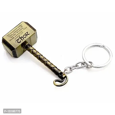 JSR ENTERPRISES PRESENTS MULTICOLORED BUY ONE GET ONE FREE THOR HAMMER KEYCHAIN AND KEYRING | THOR HAMMER | THOR KEYCHAIN | SHIVA TRIDENT KEYCHAIN FREE FOR CAR AND BIKE (THOR HAMMER KEYCHAIN GOLD)-thumb2