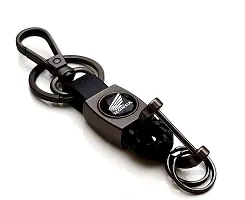 JSR ENTERPRISES PRESENTS LEATHER KEYCHAINS AND KEYRINGS COMPATIBLE WITH CARS AND BIKES (HONDA ACTIVA) (HOND-A ACTIVA BLACK THREAD LEATHER)-thumb1