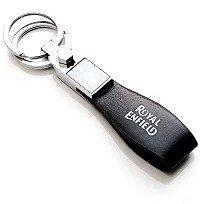 JSR ENTERPRISES PRESENTS LEATHER KEYCHAINS AND KEYRINGS COMPATIBLE WITH CAR AND BIKES (ROYAL ENFIELD) (ROYAL ENFIELD BLACK LEATHER HOOK PRINTED)-thumb3